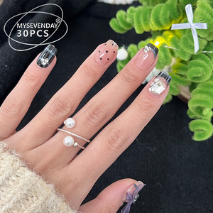 2023 Otoño Invierno estilo caliente de gama alta Flash Dia cinta manicura francesa acabado usable chica puntas de uñas - Product Image 2