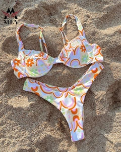 Logo personnalisé chaud Sexy maillot de bain femmes fleur imprimer Bikinis <span class=keywords><strong>2</strong></span> pièces Bikini maillots de bain vêtements de plage - Product Image 6