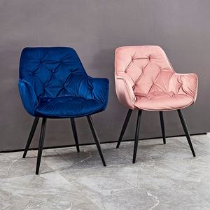 Sillas de Comedor de Tela Moderna Nórdica para Hotel, Sillas de Comedor de Metal Negro para Cocina y Restaurante, Sillón de Terciopelo Beige para Restaurante - Product Image 5