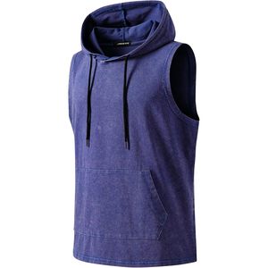 เสื้อกล้ามมีฮู้ดสำหรับผู้ชาย FOXA ผ้าฝ้าย สำหรับออกกำลังกาย ฟิตเนส สตรีทแวร์ มีกระเป๋า ระบายอากาศได้ดี ผ้าเฟรนช์เทอร์รี่ - Product Image 5