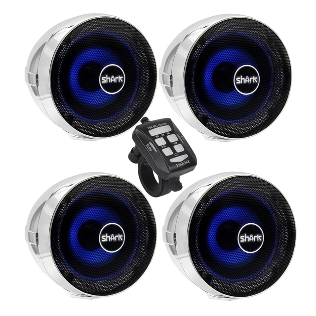 12V Universal Motorcycle Stereo 3inch Full-range Waterproof USB MP3 Player Speaker Scooter ATV UTV Boat Mirror Brackets 4ch