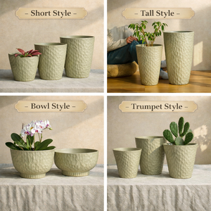 Pot de fleurs en <span class=keywords><strong>plastique</strong></span> finition nacrée et texture martelée, élégant et épaissi, pour intérieur, salon, balcon, bureau - Product Image 2
