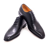Chaussures Oxford à bout aile pour hommes, faites à la main, en cuir de veau véritable, pointure 7-12, chaussures habillées brogues, chaussures classiques formelles pour hommes