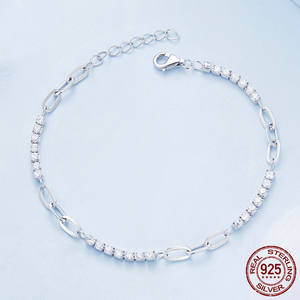 Résistant à l'eau 925 Sterling Silver Cubic Zirconia Stone Tennis Bracelet Bijoux Pour Femmes Petite Amie - Product Image 2