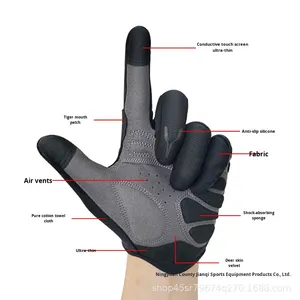 Sarung Tangan Sepeda Motor WESKOS DR1 Penjualan Langsung Pabrik, Sarung Tangan Bersepeda Full Finger Anti-Slip Peredam Guncangan Kulit Unisex - Product Image 3
