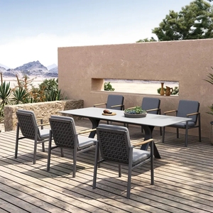 Ensemble de chaises et table de jardin en aluminium avec cordage, mobilier d'extérieur, ensemble de salle à manger pour patio - Product Image 1