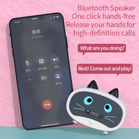 Kotak suara nirkabel lucu portabel Mini jam alarm kucing telinga kucing kartun speaker gigi biru fianjm02