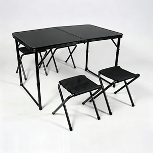 Portable Folding Camping <b>Table</b> Set, Lightweight Foldable <b>Table</b> with 4 Folding Stools for Outdoor <b>Activities</b> - Product Image 1