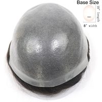 Toupet européen pour hommes Système de cheveux humains Pièce densité moyenne à légère 110% nouée 0.06-0.08mm PU Skin Grey Toupet pour hommes