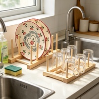 Holz-Geschirrständer mit Multifunktionsdesign für die Küche, Inklusive Tellerablage und Schüsselorganizer