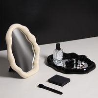 Miroir de maquillage pliable simple et luxueux, irrégulier, carré, à cadre en plastique, pour le bureau des filles en dortoir