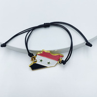 Custom Made Couleur Maroc Syrie Irak Iran Liban Egypte Pakista Palestine Drapeau Carte Bracelet
