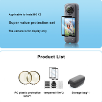 Insta360 X5 Set de protection d'écran pour objectif Film trempé Sac de rangement une pièce Lentille de protection en plastique pour accessoires d'action