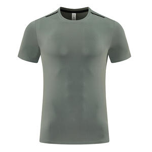 Nueva Ropa Deportiva Europea y Americana para Hombre, Sólida, para Correr, de Secado Rápido, Ajustada, de Manga Corta, Tejida - Product Image 4