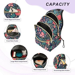 Sac bandoulière léger à imprimé floral hawaïen avec poche latérale, idéal pour les voyages - Product Image 5