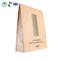 Emballage de sac debout à fond plat de haute qualité sac cadeau sacs de supermarché personnalisés accepter le gros papier kraft écologique