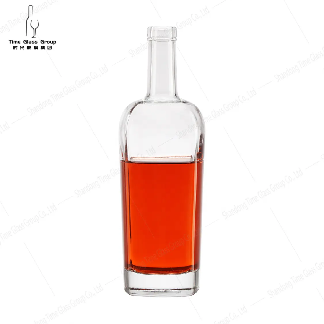 Botella de vidrio con etiqueta de LOGOTIPO personalizado 500ml 750ml 1000ml Botella de licor elegante Vodka