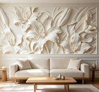 Murale murale personnalisée en relief 3D avec motif floral de lys, revêtement mural pour couloir d'escalier, boutique, hall d'hôtel, décoration de chambre d'enfant, de fille, de cuisine