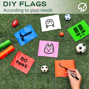 Logo kustom 4*5 inci bendera survei PVC kuning biru merah putih oranye untuk rumput - Product Image 3