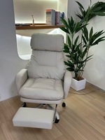 Fauteuil de bureau exécutif moderne inclinable en cuir véritable, confortable, ergonomique, dossier haut, accoudoirs réglables, en acier inoxydable, pour chambre à coucher