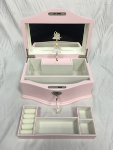 Boîte à bijoux musicale rose ballerine de luxe avec serrure pour femmes et filles - Product Image 4