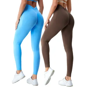 Atletik dikişsiz Yoga karın kontrol Push Up tayt yüksek bel Gymwear giysi eğitmen spor spor pantolonları