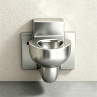 WC mural monobloc moderne en acier inoxydable 304 avec fonction anti-collision et chasse d'eau par gravité pour toilettes, prisons et centres de détention