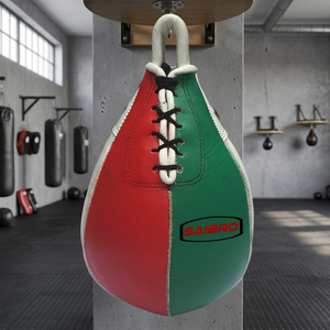 Superbe Ballon de Vitesse de Boxe en Cuir Personnalisé de Haute Qualité Rouge Vert à Lacets, Sac de Frappe Durable pour Entraînement Adulte à Prix Abordable - Product Image 5