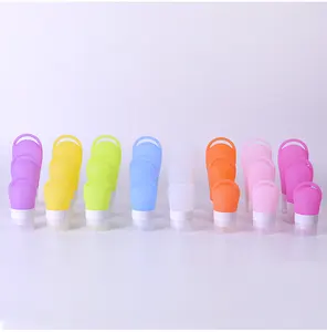 ZhongDing Hot Sale Leak Proof 60ml Size Containers Kits Travel Toiletries Bottle Squeeze Lotion Shampoo Silicone Travel Bottles