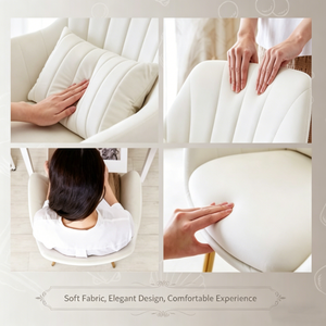Silla de Escritorio de Lujo <span class=keywords><strong>con</strong></span> Tapizado de Terciopelo, Almohada Lumbar Extraíble y <span class=keywords><strong>Base</strong></span> Dorada, Respaldo Acolchado Vertical, <span class=keywords><strong>Ruedas</strong></span> Silenciosas para Dormitorio o Maquillaje - Product Image 2