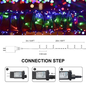 Luzes de Festa <span class=keywords><strong>LED</strong></span> RGB à Prova d'Água para Exterior 66FT 50 LEDs com Soquete Padrão dos EUA Luzes de Fada <span class=keywords><strong>LED</strong></span> Seguras e Inquebráveis - Product Image 2