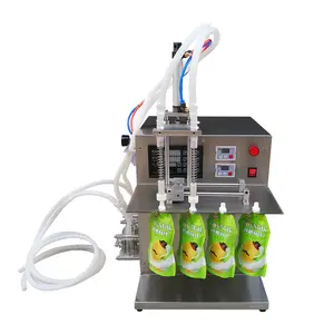 Small 2 - head peristaltic pump bag filling machine stock yoghurt soymilk sliding rail suction nozzle standing bag liquid tank i