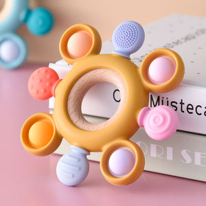 Wolife diseño Original sin Bpa no tóxico haya madera silicona timón mordedor conjunto sensorial masticar <span class=keywords><strong>juguete</strong></span> <span class=keywords><strong>para</strong></span> niños pequeños bebés - Product Image 1