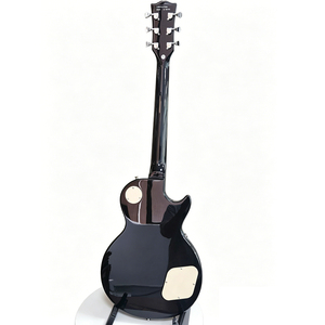 Guitare électrique de style Lefty <span class=keywords><strong>Les</strong></span> <span class=keywords><strong>Paul</strong></span>, corps en acajou, dessus en placage flammé, manche avec incrustations en blocs, noir brillant - Product Image 2