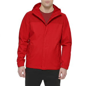 Veste imperméable à capuche pour homme, couleur unie, décontractée, pour l'extérieur, en polyester, fermeture éclair, style automne - Product Image 6