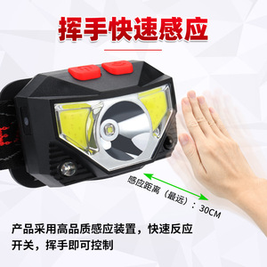 Lampe frontale LED rechargeable par USB, 1000mAh, COB, étanche, pour la pêche nocturne - Product Image 3
