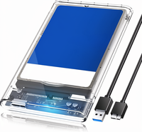 Boîtier externe pour disque dur/SSD 2,5 pouces, USB 3.0 SATA UASP, transfert 5 Gbps, 6 To, antistatique, en plastique transparent