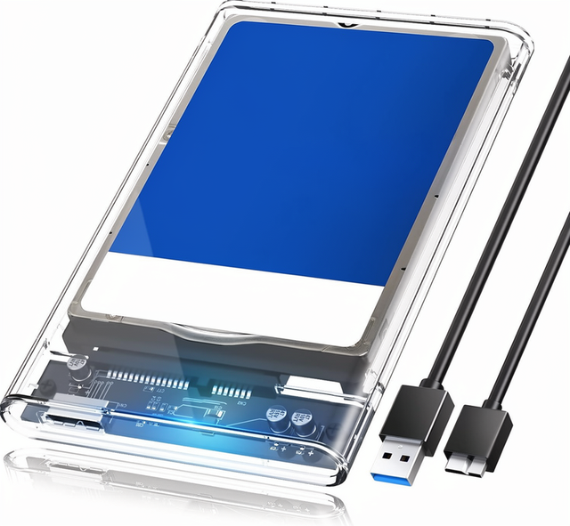 For 2.5" HDD/SSD External Enclosure USB 3.0 SATA UASP 5Gbps Transfer 6TB Anti-static Plastic Transparent Case