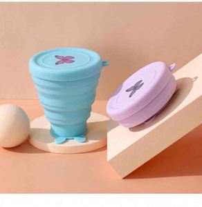 Cute Silicone Collapsible Tumbler Solid Design for Travel Unisex Reusable Leak-Proof Large Capacity Water Bottle Blue Purple - Product Image 1
