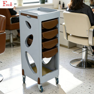 Carrito de Peluquería Profesional W-x222 Gris Café con Bandejas Extraíbles Ocultas y 4 Cajones para Estilistas, Directo de Fábrica - Product Image 3