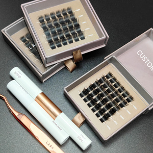 Großhandel DIY Cluster-Wimpern Benutzerdefinierte Wimpern-Box Wispy Falsche Wimpern C <span class=keywords><strong>D</strong></span> Curl Segment Wimpernverlängerungs-Kit - Product Image 2