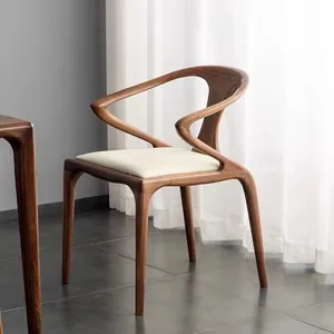 Silla de madera de fresno de diseño moderno, asiento de pu para restaurante, cafetería, sala de estar y comedor