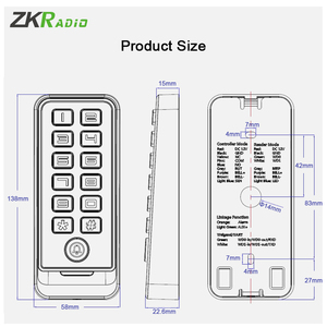Zrt376m/B RFID 13.56Mhz Bàn phím Đầu đọc thẻ IC Standalone điều khiển truy cập cho một phòng đơn giản kiểm soát truy cập hệ thống - Product Image 4