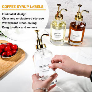 Vente en gros – Distributeur de sirop de café <span class=keywords><strong>vide</strong></span> personnalisé de 500 ml (16,9 oz) <span class=keywords><strong>pour</strong></span> bar à café, bouteille en verre avec pompes - Product Image 4