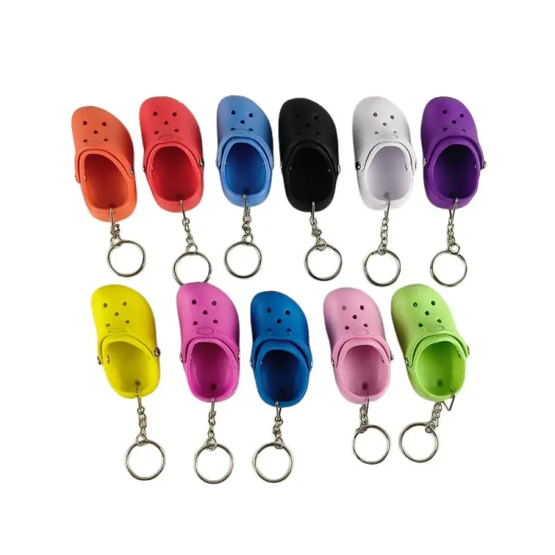 Atacado Personalizado Personalizado Soft PVC Rubber Keychains mini croc sapatos acessórios de decoração chaveiro para as mulheres