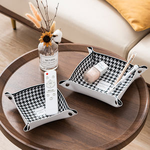 モダンスタイルベッドルームキッチンナプキンラックレザー収納ボックス千鳥格子ティッシュボックス - Product Image 3