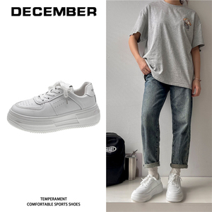 Chaussures décontractées pour femmes automne-hiver 2025, nouvelles chaussures blanches à semelle épaisse compensée - Product Image 6