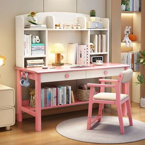 Childrens Study <b>Desk</b> <b>Solid</b> <b>Wood</b> Bookshelf Combination Modern Simple Home Bedroom Student Writing Office Computer <b>Desk</b> - Product Image 4
