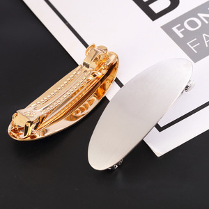 Pinza de pelo y pasador metálicos, pasadores de Primavera de estilo francés informales inteligentes, accesorios para el <span class=keywords><strong>cabello</strong></span> con Pinza de resorte ovalada cepillada dorada y plateada - Product Image 2