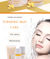 Kit de Soins Visage Bio Végétalien au Curcuma Marque Blanche OEM pour l'Élimination des Rides, l'Éclaircissement des Taches Brunes, l'Anti-Acné, l'Anti-Oxydation et le Resserrement des Pores